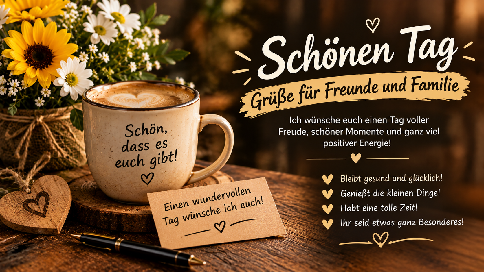 Schönen Tag Grüße für Freunde und Familie