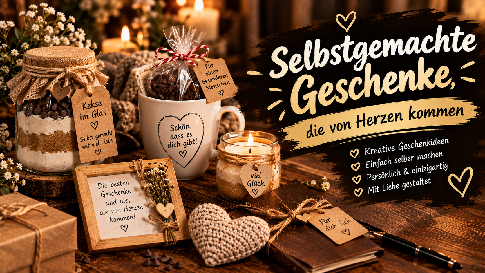 Selbstgemachte Geschenke, die von Herzen kommen