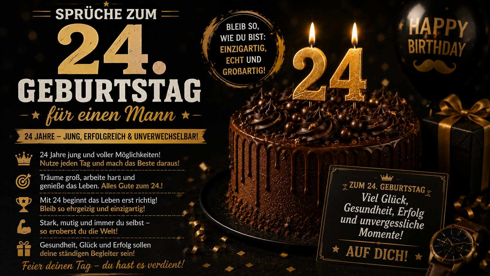 Sprüche zum 24. Geburtstag für einen Mann