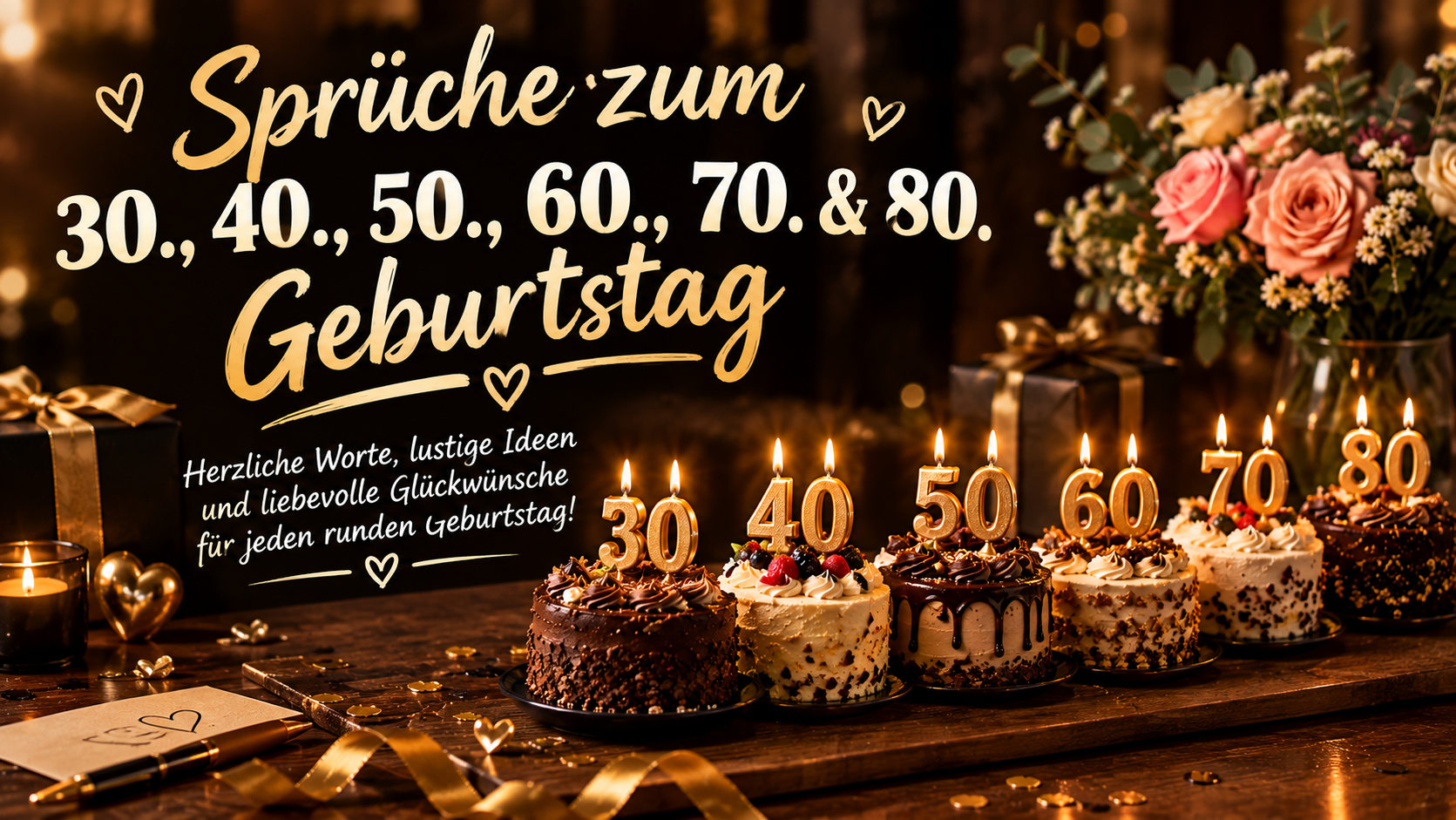 Sprüche zum 30., 40., 50., 60., 70. & 80. Geburtstag