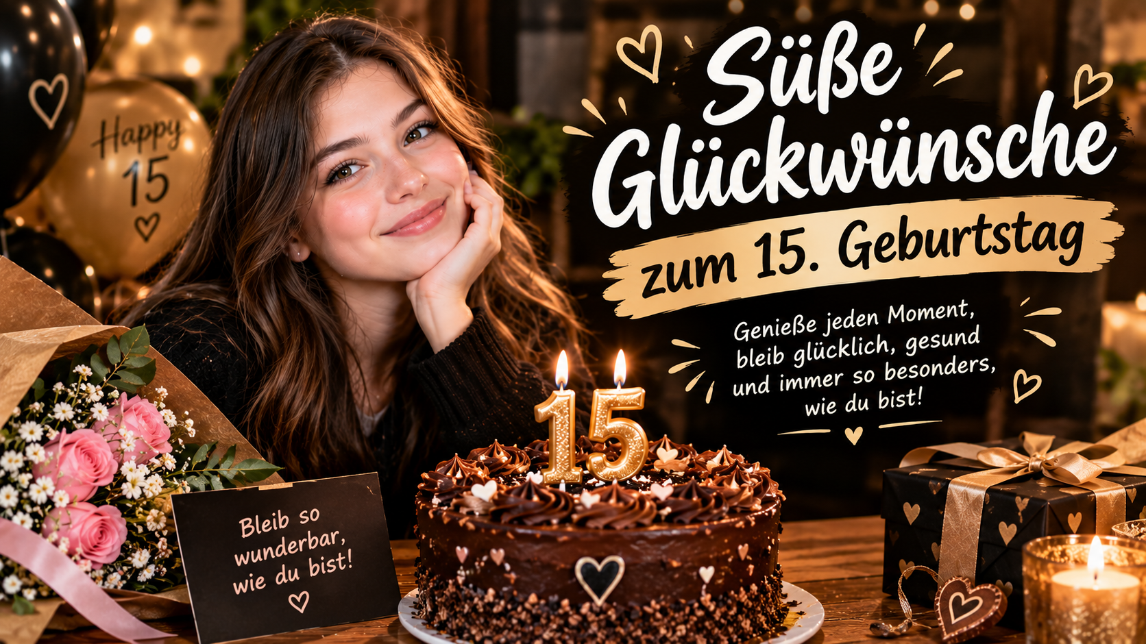 Süße Glückwünsche zum 15. Geburtstag