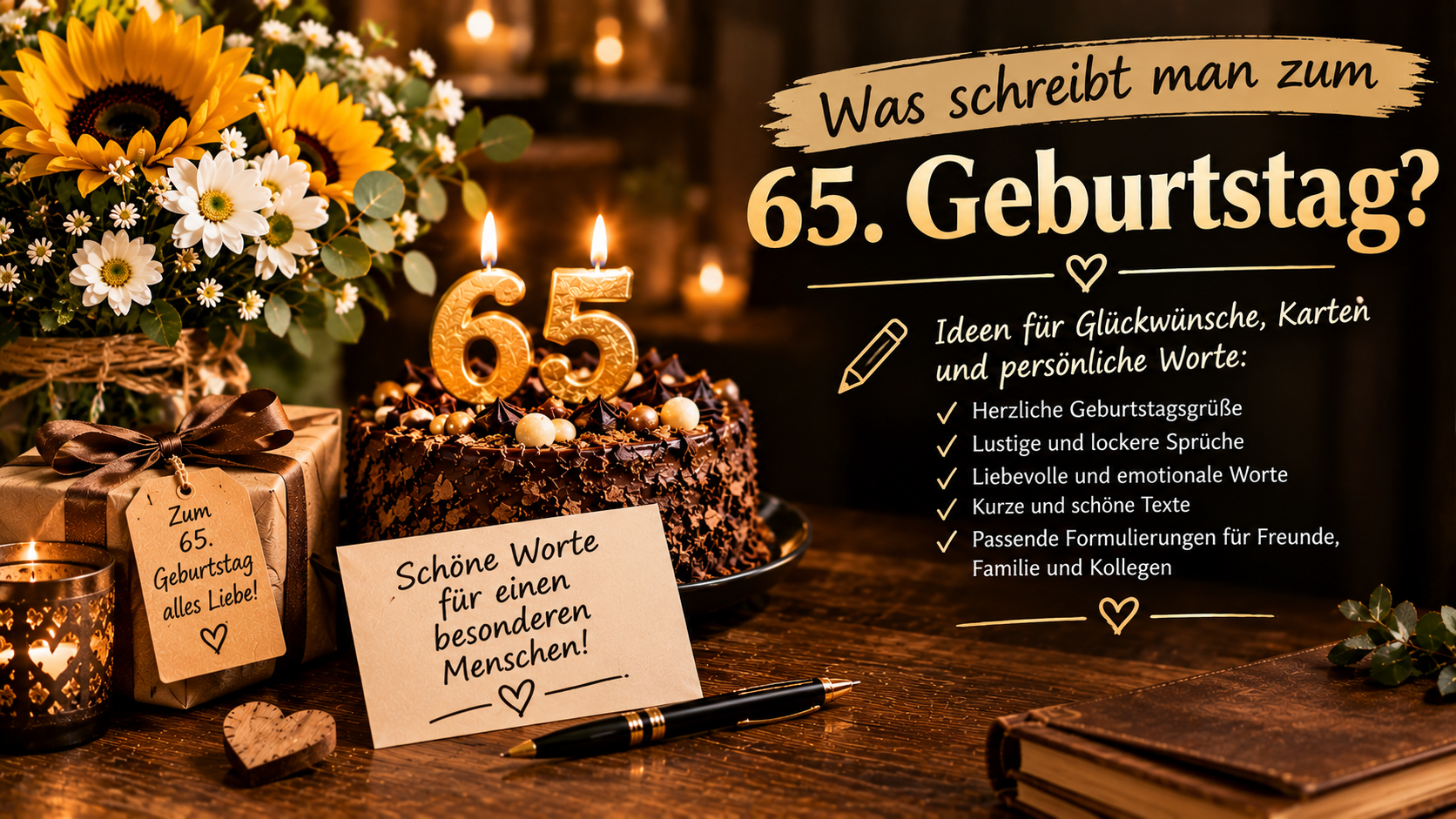 Was schreibt man zum 65. Geburtstag