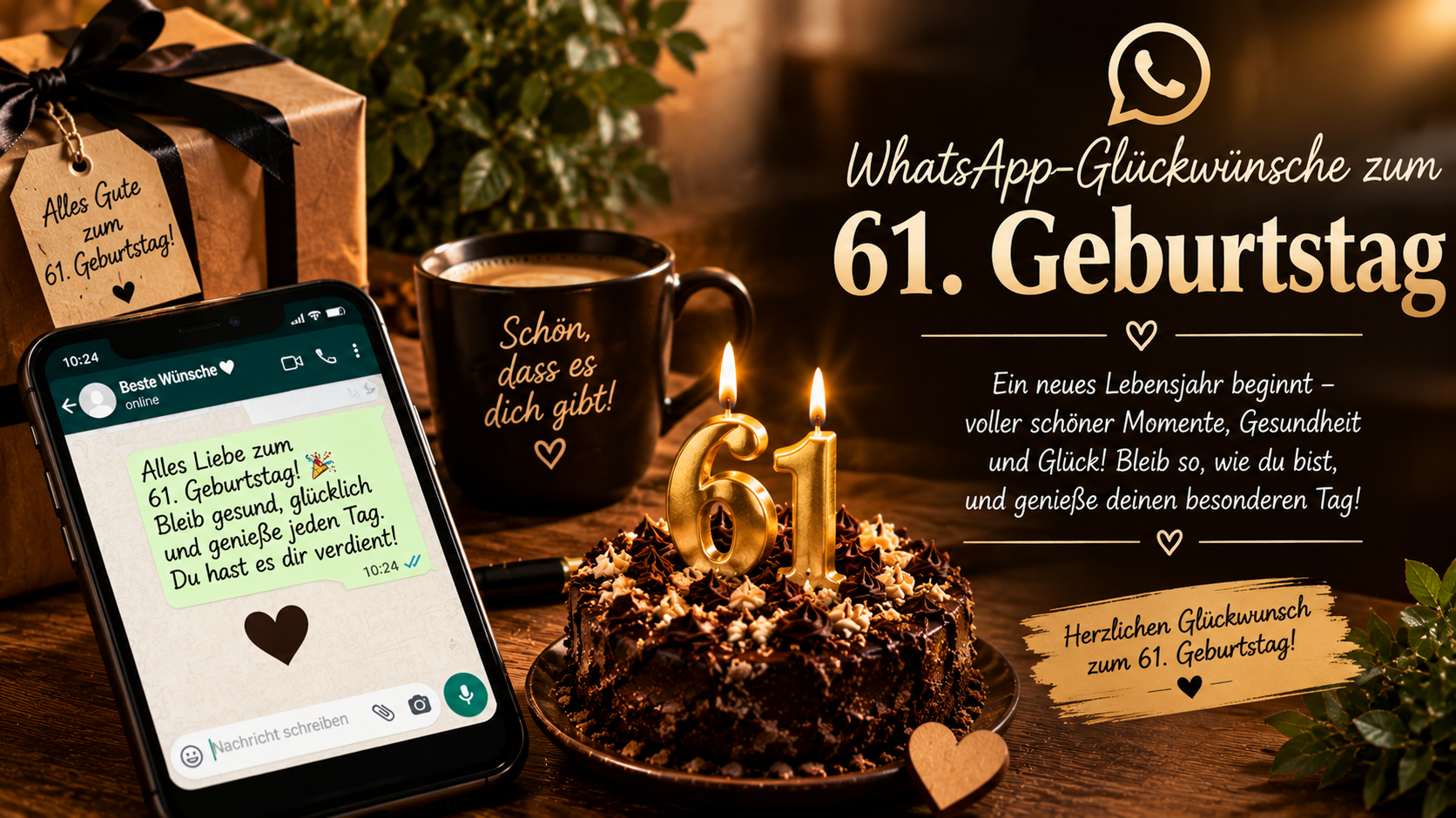WhatsApp-Glückwünsche zum 61. Geburtstag