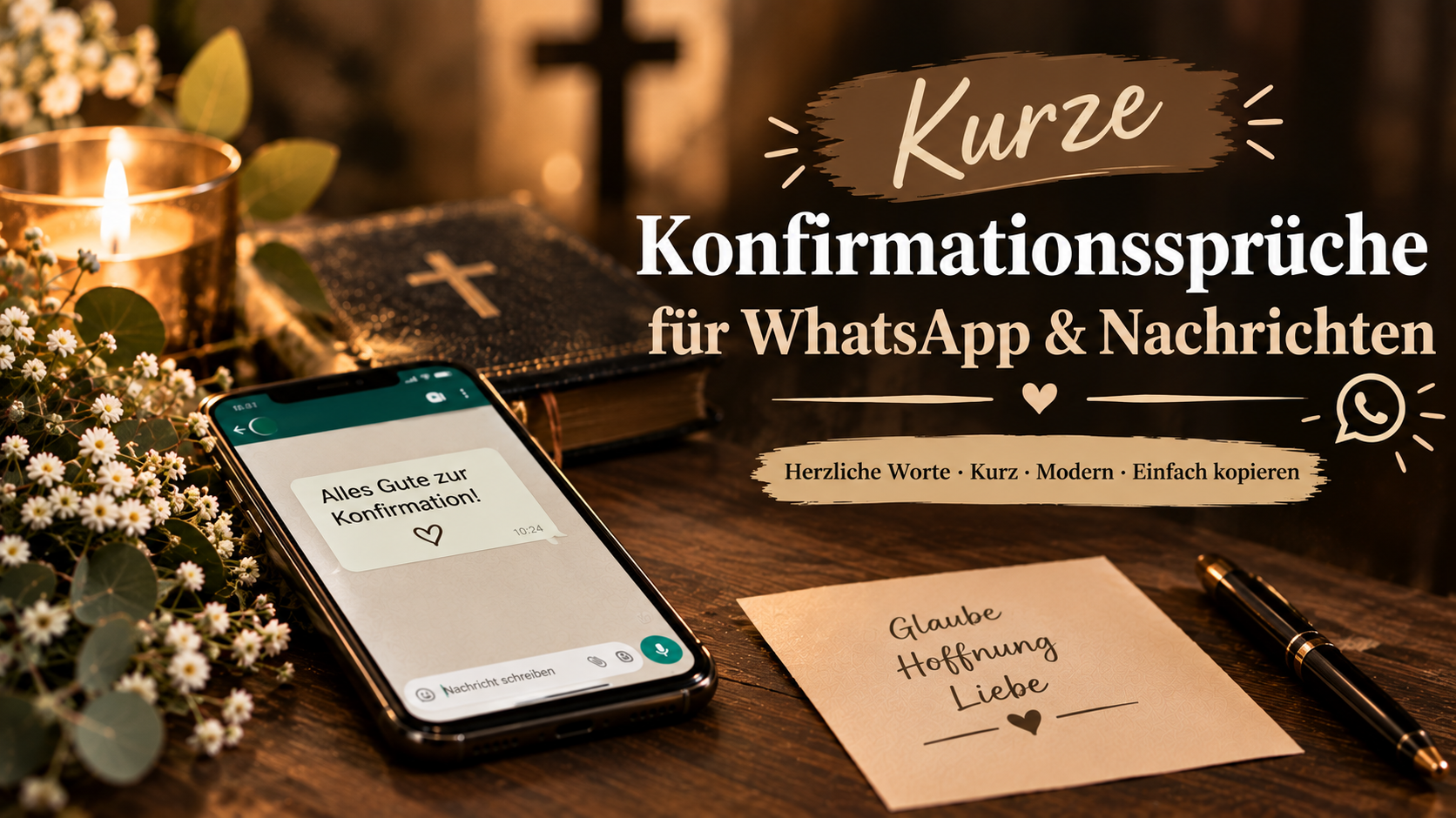Kurze Konfirmationssprüche für WhatsApp & Nachrichten