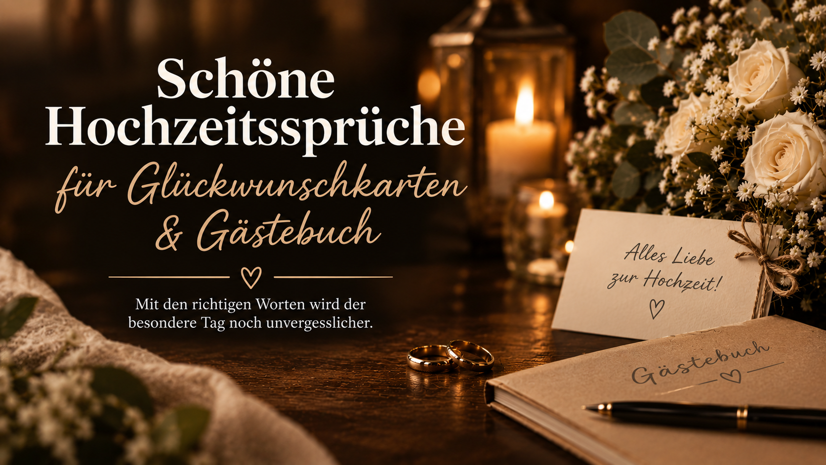 Schöne Hochzeitssprüche für Glückwunschkarten & Gästebuch